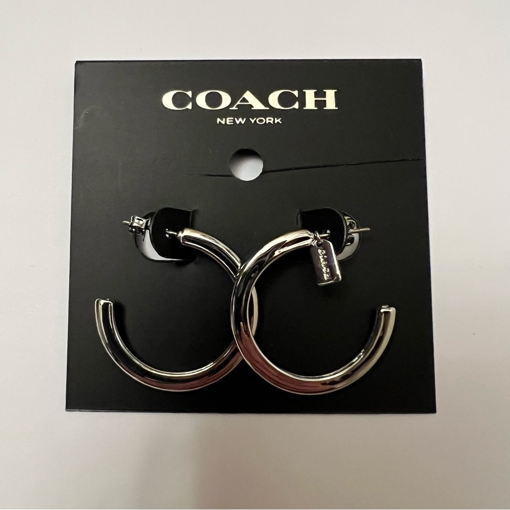 Coach Silver Hoop Earrings NWT